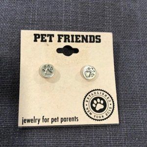 Pet Friend Paw Print Post Earrings